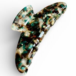 Brown Green Abstract Pattern Hair Clip New
